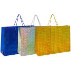 Пакет подарочный 45x13x33 см (XL), НАБОР 3 шт., 3 дизайна, голография, ЗОЛОТАЯ СКАЗКА, 609736