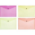 Папка-конверт на кнопке Attache Neon А5 180мкм 8шт/уп оранж,жлт,салат,розов