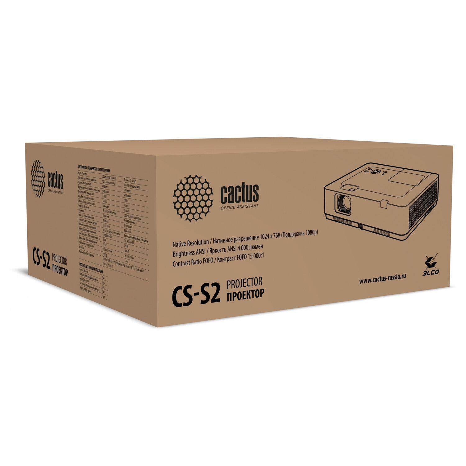  CACTUS CS-S2.WT, 3LCD, 1024x768, 16:9, 4:3, 40000 , 15000:1, 3,26 