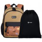 Рюкзак Torber Class X Mini, хаки с орнаментом, 35,5x25x12 см + Мешок для обуви в подарок!