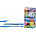 Шариковая ручка: металлический наконечник, полупрозрачный синий корпус, синий колпачок, цвет чернил-синий, 0,7mm