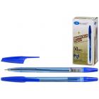 Шариковая ручка: на масляной основе, полупрозрачный корпус, синий колпачок с клипом /синяя/.