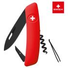 Швейцарский нож SWIZA D01 AllBlack, 95 мм, 6 функций, красный (подар. упак.)