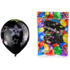 Воздушные шарики: чёрные с цветным-неоновым  рисунком /ассорти/, в упаковке 50 штук, размер №12.