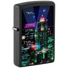 Зажигалка ZIPPO Cyber City с покрытием Black Matte, латунь/сталь, черная 38x13x57 мм