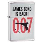 Зажигалка ZIPPO James Bond с покрытием Brushed Chrome, латунь/сталь, серебристая, 36x12x56 мм