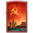 Зажигалка ZIPPO Красная Москва, с покрытием Red Matte, латунь/сталь, красная, матовая, 36x12x56 мм