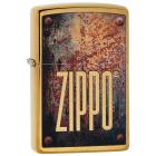 Зажигалка ZIPPO Rusty Plate с покрытием Brushed Brass, латунь/сталь, золотистая, 36x12x56 мм