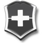 Значок VICTORINOX в форме креста на щите, металлический, чёрно-серебристый